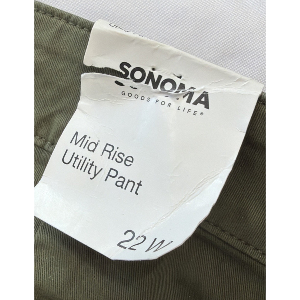 Sonoma Goods For Life Womens 22W Utility Pants Olive Green Mid Rise Straight Leg - Picture 9 of 11
